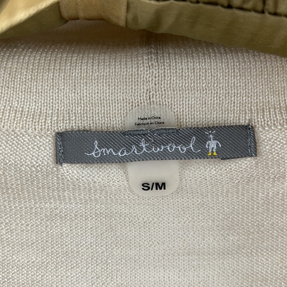 Smartwool Nokoni Colorblock poncho/sweater cowl neck in Natural & Silver size S - Picture 3 of 13